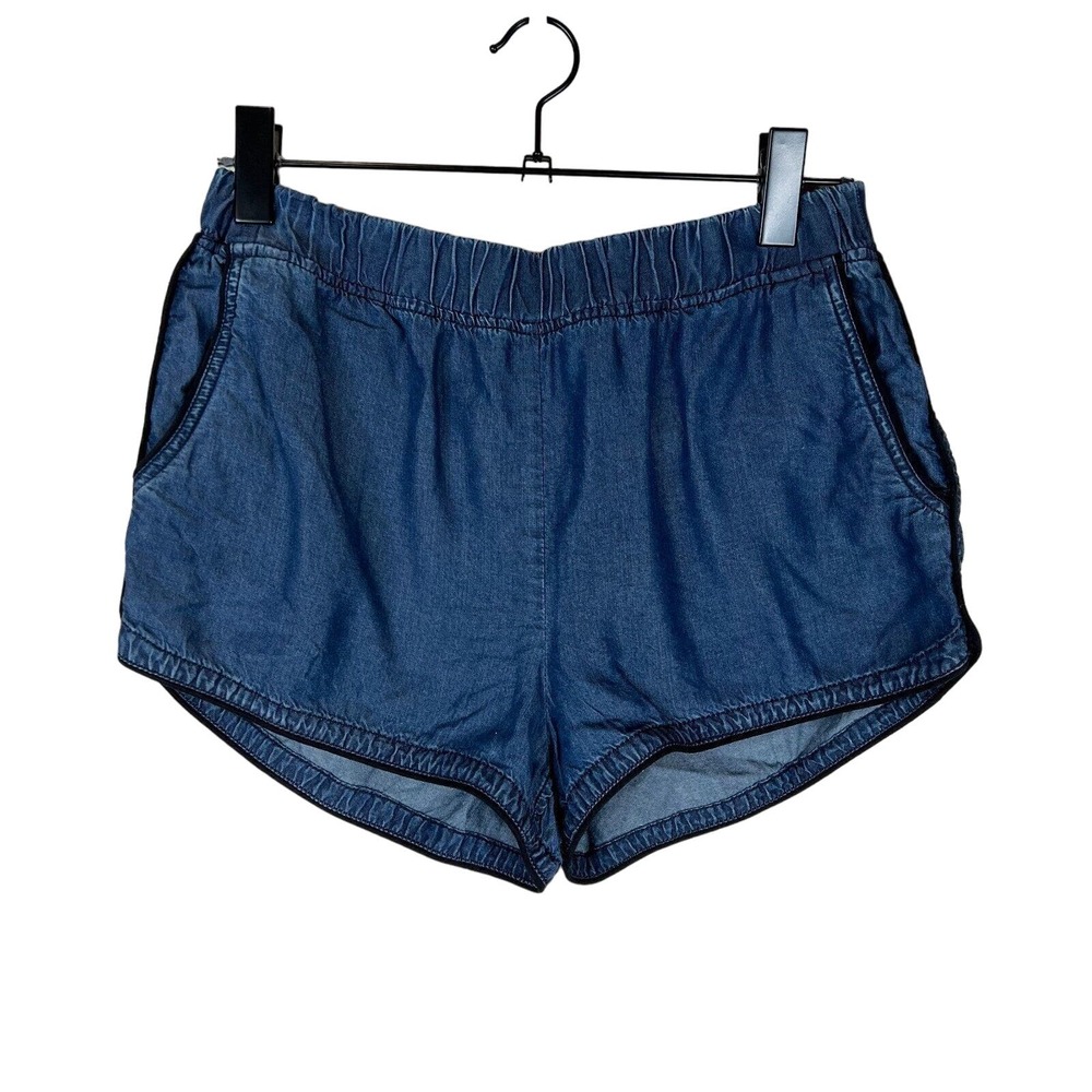 BlankNYC Women's Dolphin Shorts‎ Size 28 Bangover Blue Denim Chambray High Rise